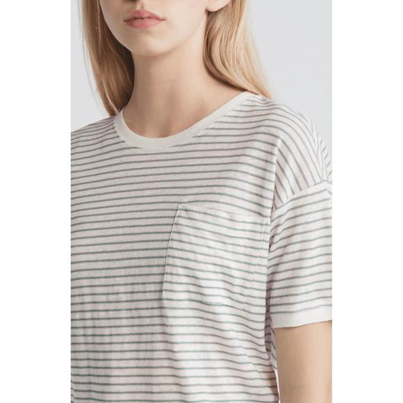 NEW FRAME pocket crew tee top in green gem multi - Picture 5 of 6